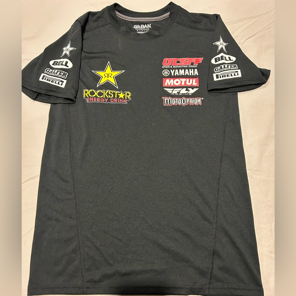 Rockstar Energy Polyester T-shirt Yamaha Motul Fly Racing Moto Option Pirelli